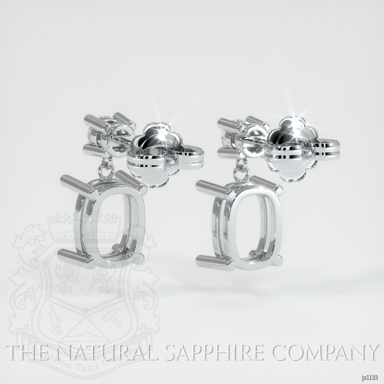 14K White Gold Accent Stones Earring Setting