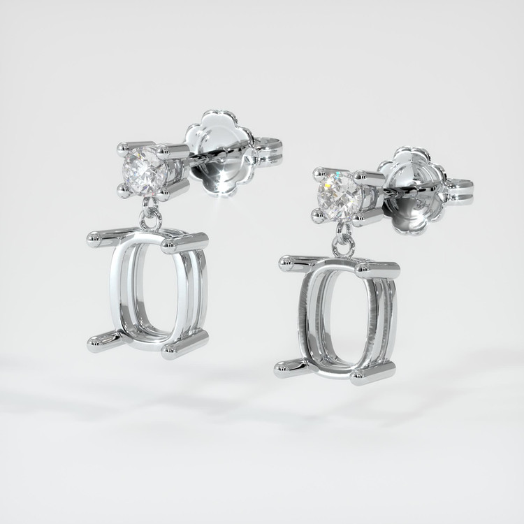 18K White Gold Accent Stones Earring Setting