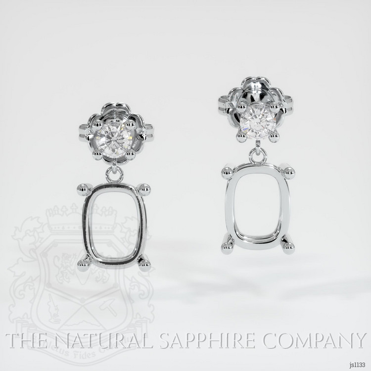 18K White Gold Accent Stones Earring Setting