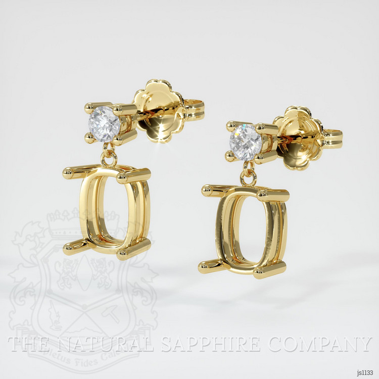 18K Yellow Gold Accent Stones Earring Setting