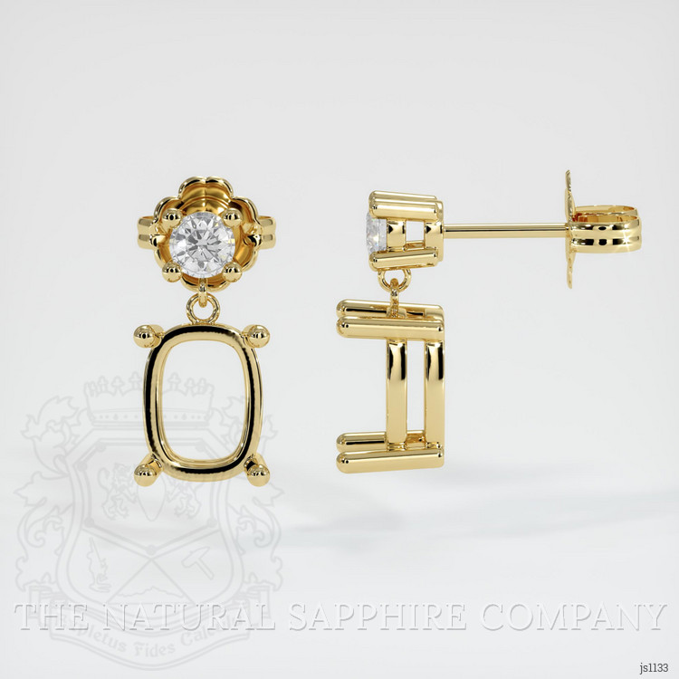 18K Yellow Gold Accent Stones Earring Setting