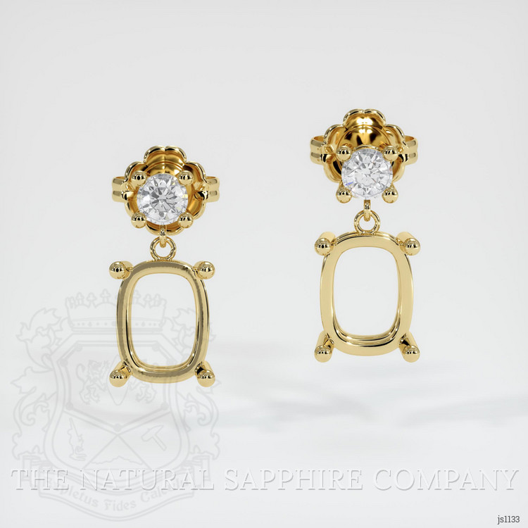 18K Yellow Gold Accent Stones Earring Setting