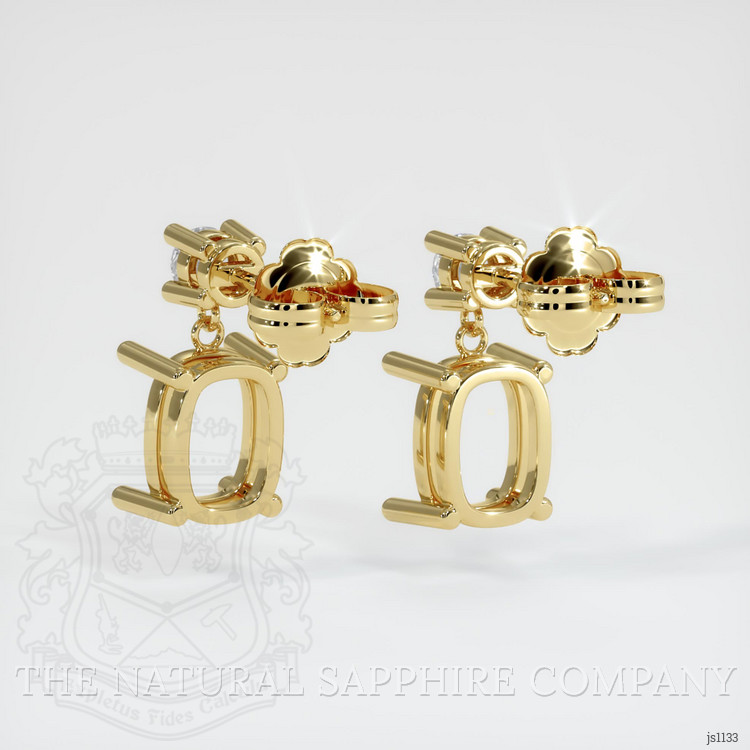 18K Yellow Gold Accent Stones Earring Setting