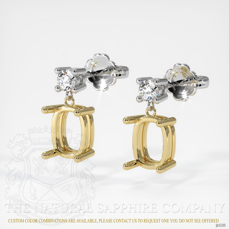 14K Yellow & White Accent Stones Earring Setting