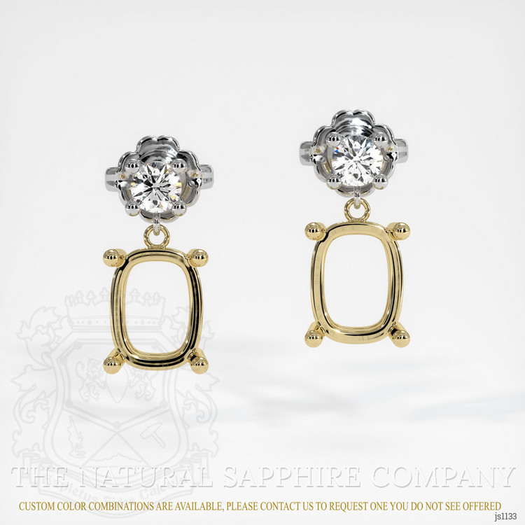 14K Yellow & White Accent Stones Earring Setting