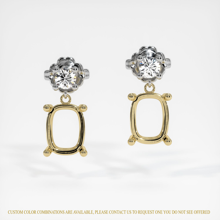 14K Yellow & White Accent Stones Earring Setting