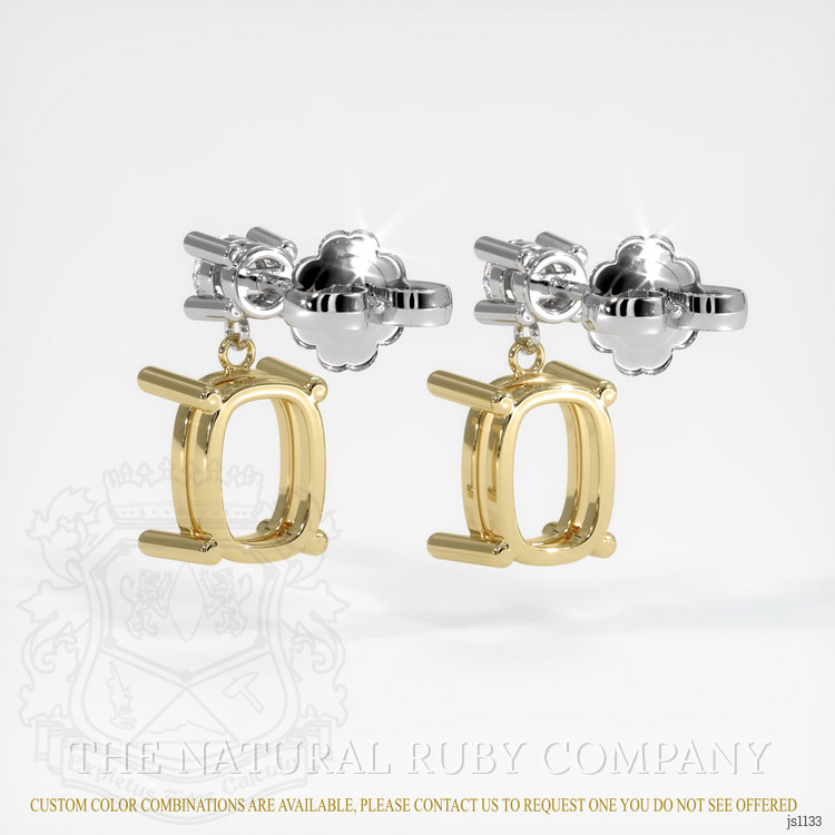 14K Yellow & White Accent Stones Earring Setting