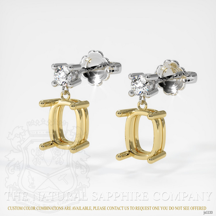 18K Yellow & White Accent Stones Earring Setting