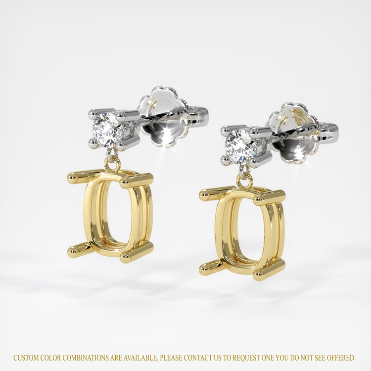 18K Yellow & White Accent Stones Earring Setting