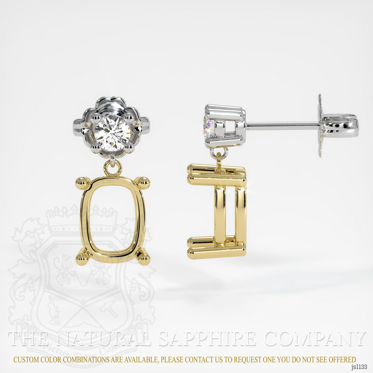 18K Yellow & White Accent Stones Earring Setting