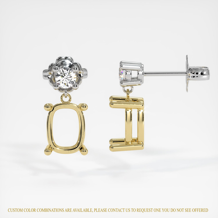 18K Yellow & White Accent Stones Earring Setting