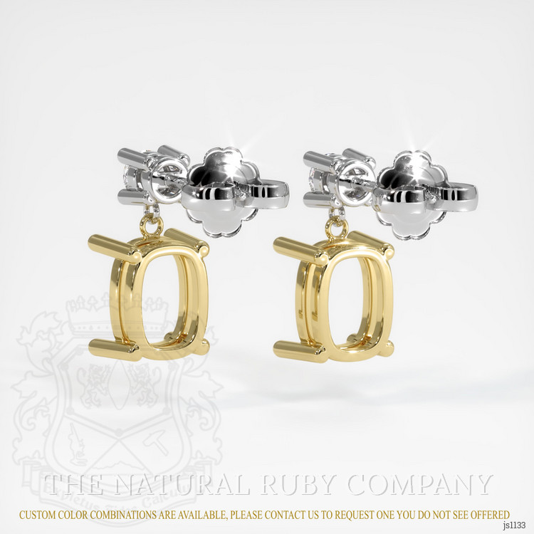 18K Yellow & White Accent Stones Earring Setting