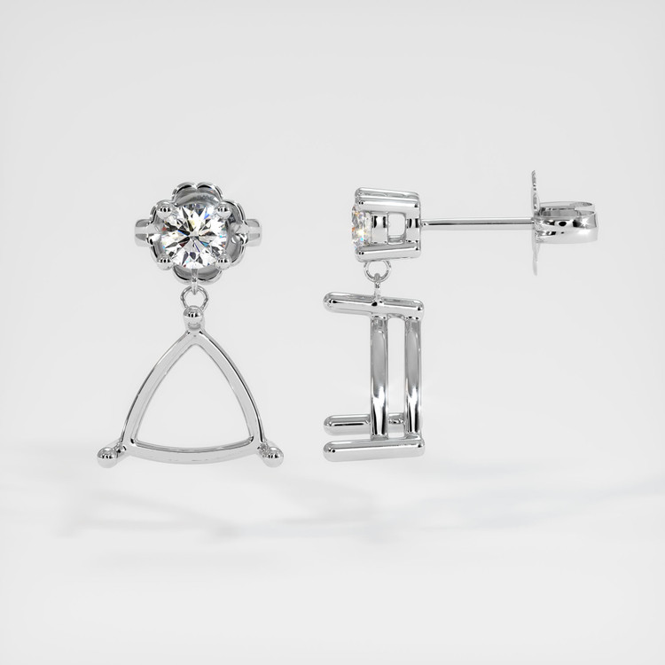 Platinum 950 Accent Stones Earring Setting