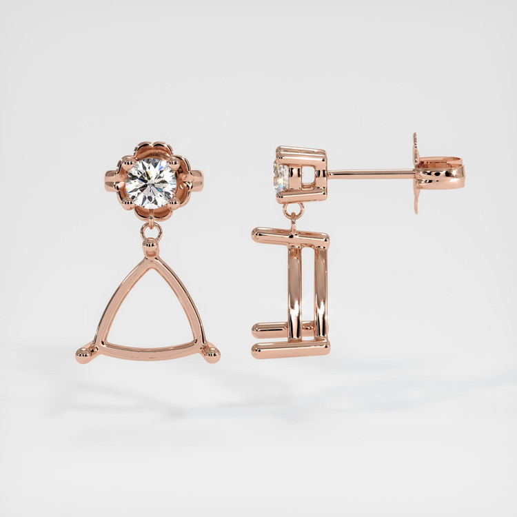 14K Rose Gold Accent Stones Earring Setting