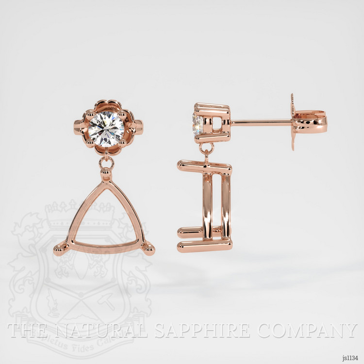 14K Rose Gold Accent Stones Earring Setting