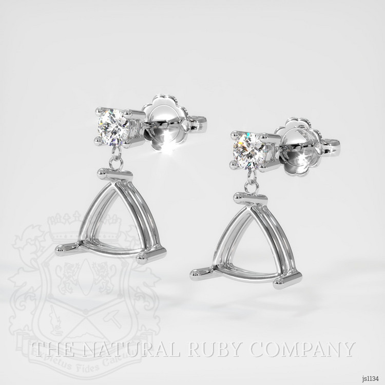 14K White Gold Accent Stones Earring Setting