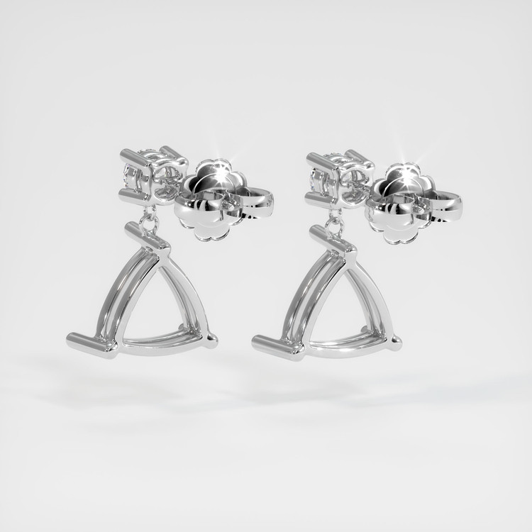 14K White Gold Accent Stones Earring Setting