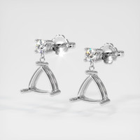 Accent Stones Emerald Earring 0.68 Ct.Tw.Total Carat Weight, 18K White Gold Combination Setting