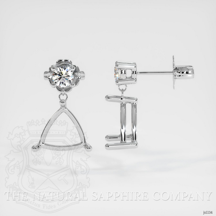 18K White Gold Accent Stones Earring Setting