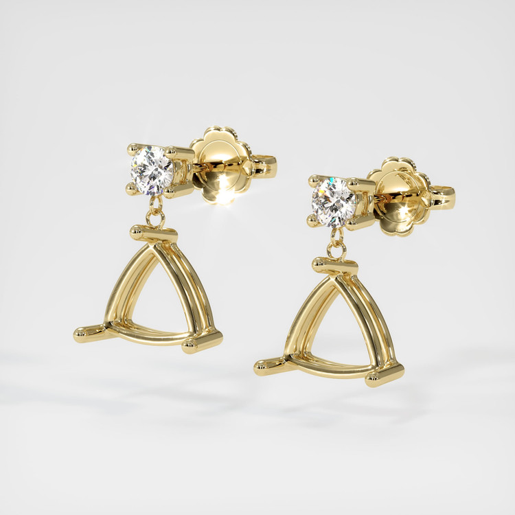 14K Yellow Gold Accent Stones Earring Setting