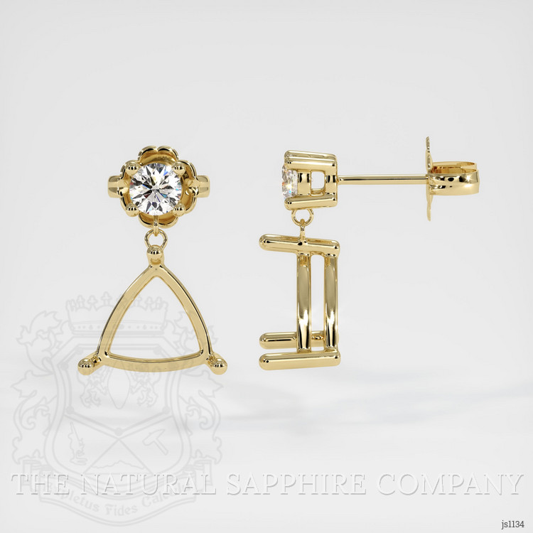 14K Yellow Gold Accent Stones Earring Setting