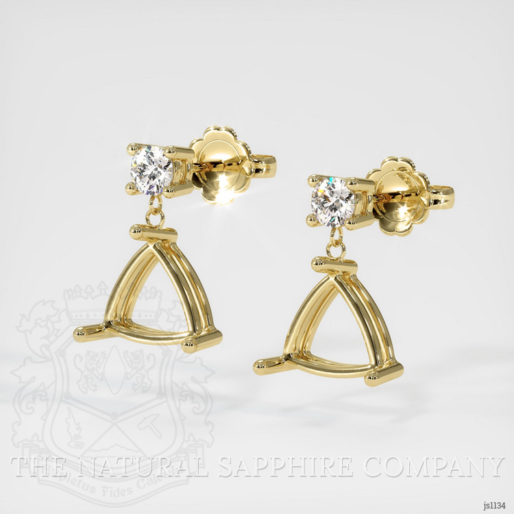 18K Yellow Gold Accent Stones Earring Setting