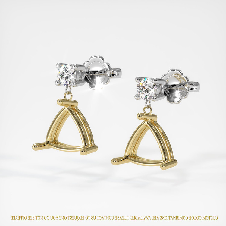 14K Yellow & White Accent Stones Earring Setting