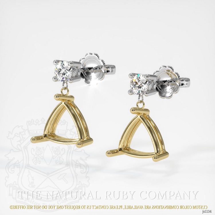 14K Yellow & White Accent Stones Earring Setting