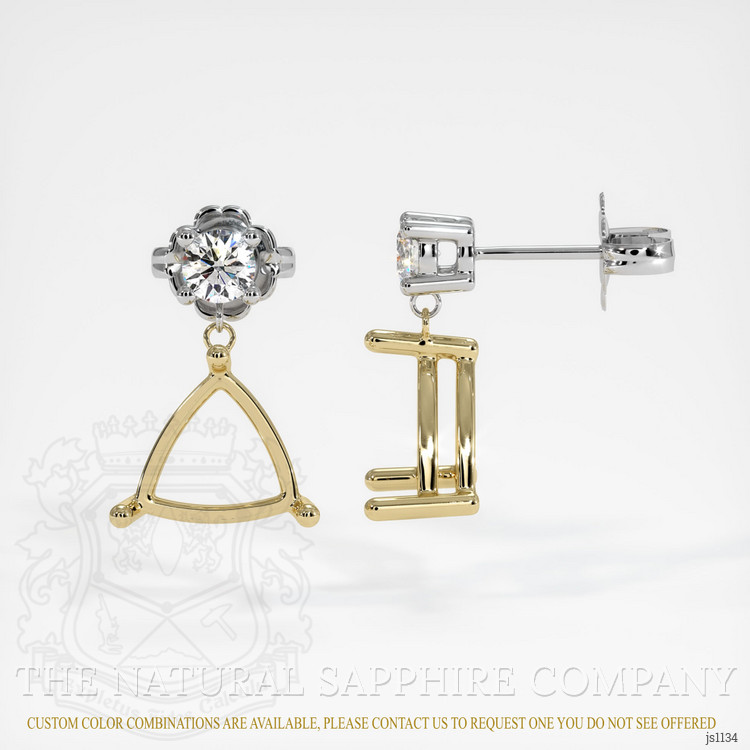 14K Yellow & White Accent Stones Earring Setting
