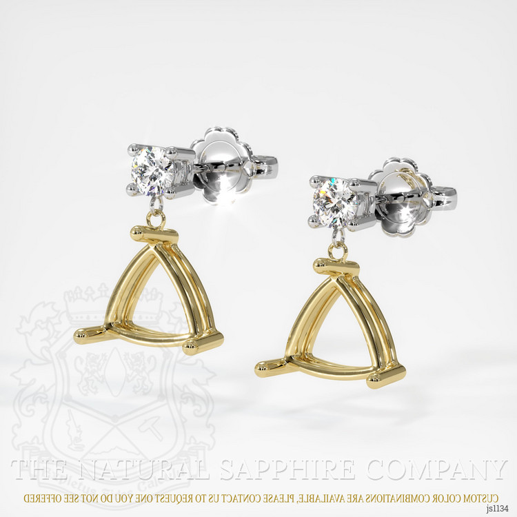 18K Yellow & White Accent Stones Earring Setting