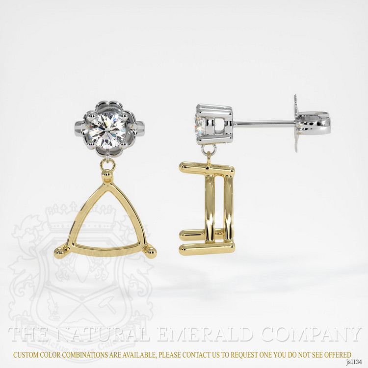 18K Yellow & White Accent Stones Earring Setting