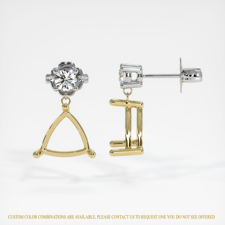 18K Yellow & White Accent Stones Earring Setting