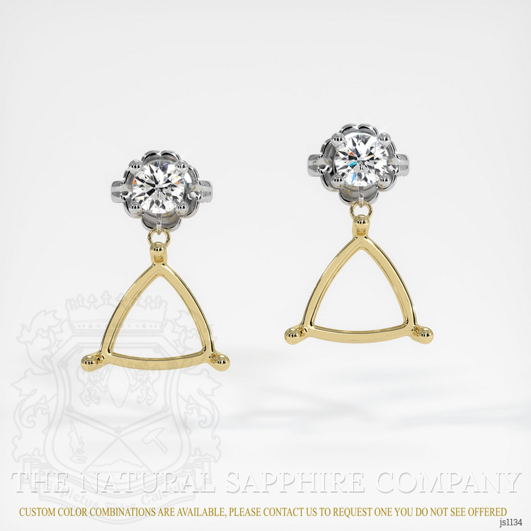 18K Yellow & White Accent Stones Earring Setting