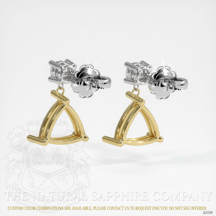 18K Yellow & White Accent Stones Earring Setting