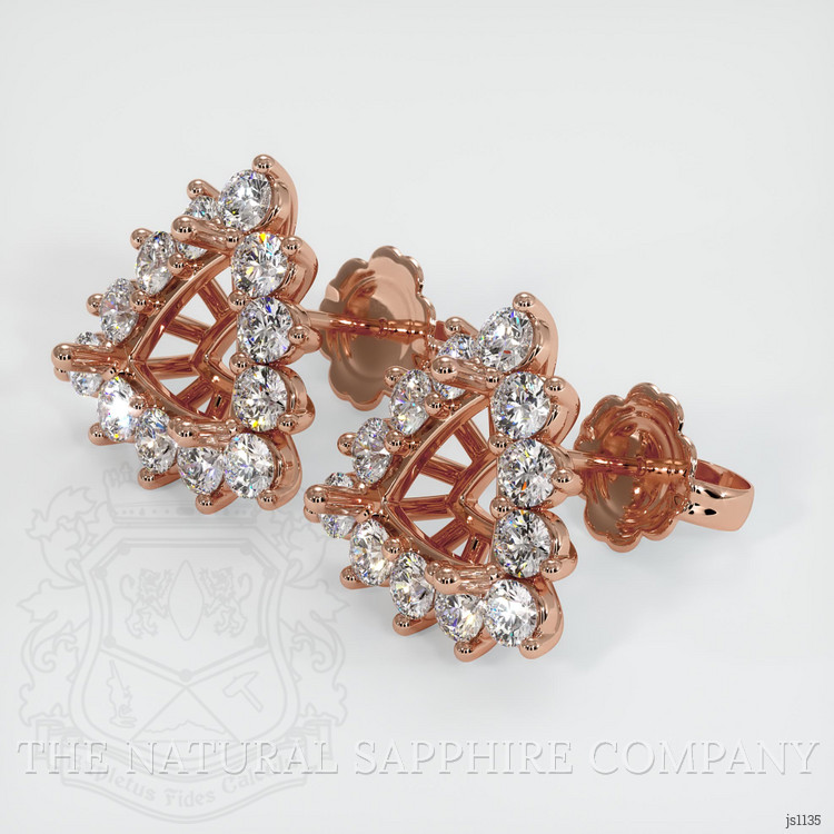 14K Rose Gold Halo Earring Setting