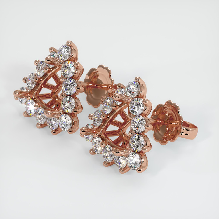 14K Rose Gold Halo Earring Setting