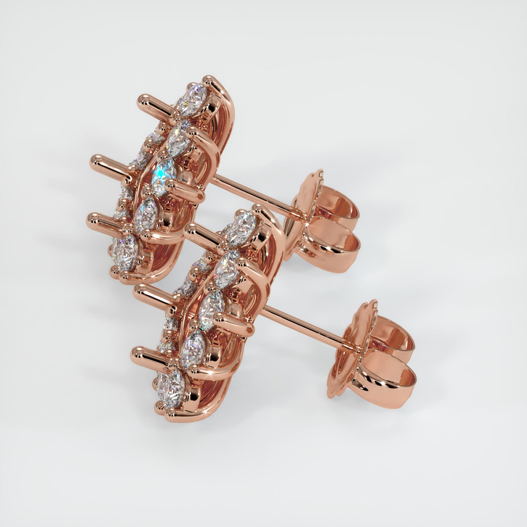 14K Rose Gold Halo Earring Setting