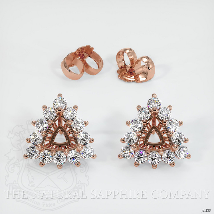 14K Rose Gold Halo Earring Setting