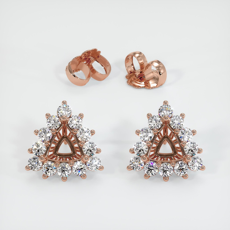 14K Rose Gold Halo Earring Setting