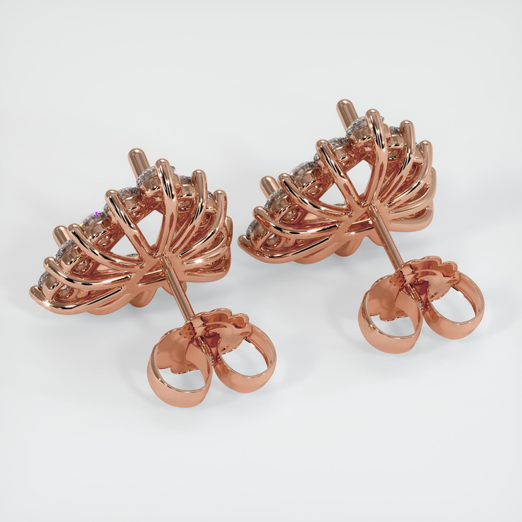 14K Rose Gold Halo Earring Setting