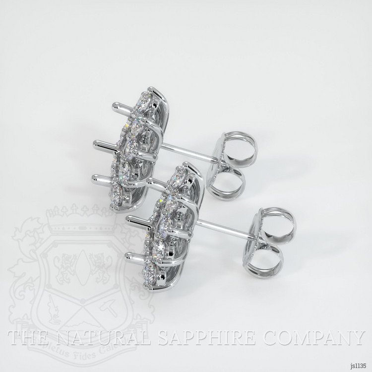 14K White Gold Halo Earring Setting