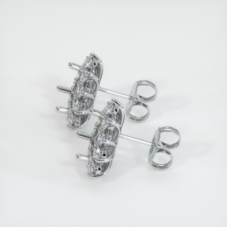 14K White Gold Halo Earring Setting
