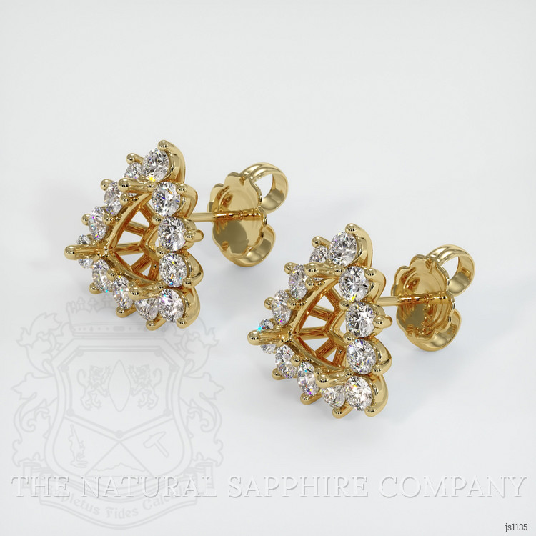 14K Yellow Gold Halo Earring Setting