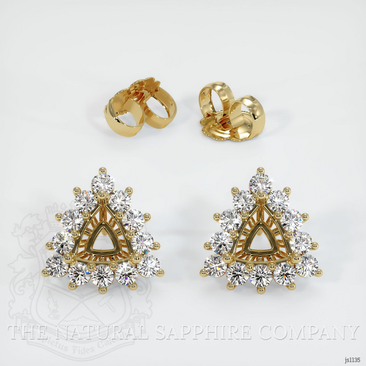 14K Yellow Gold Halo Earring Setting