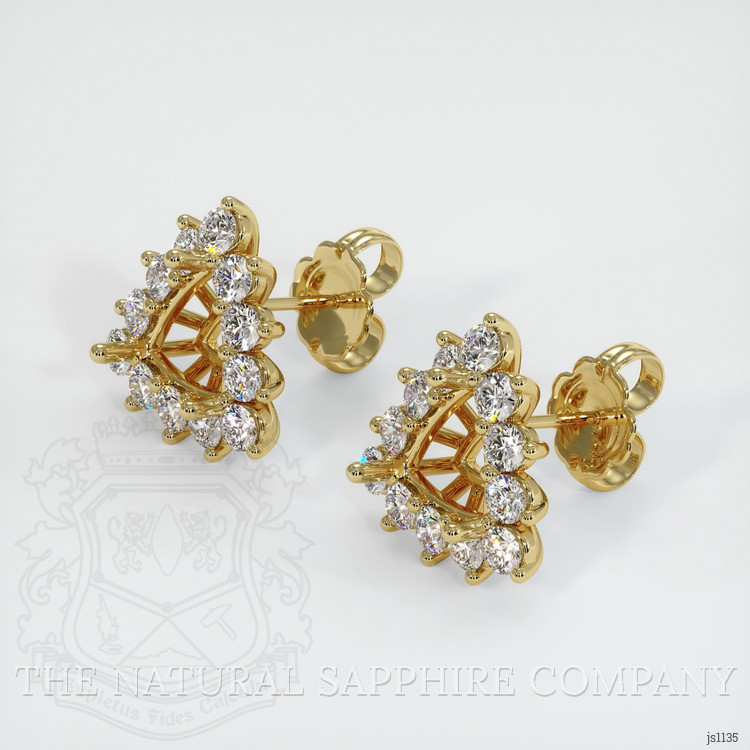 18K Yellow Gold Halo Earring Setting