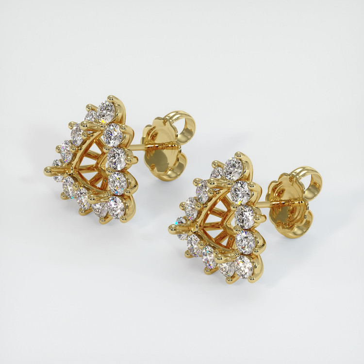 18K Yellow Gold Halo Earring Setting