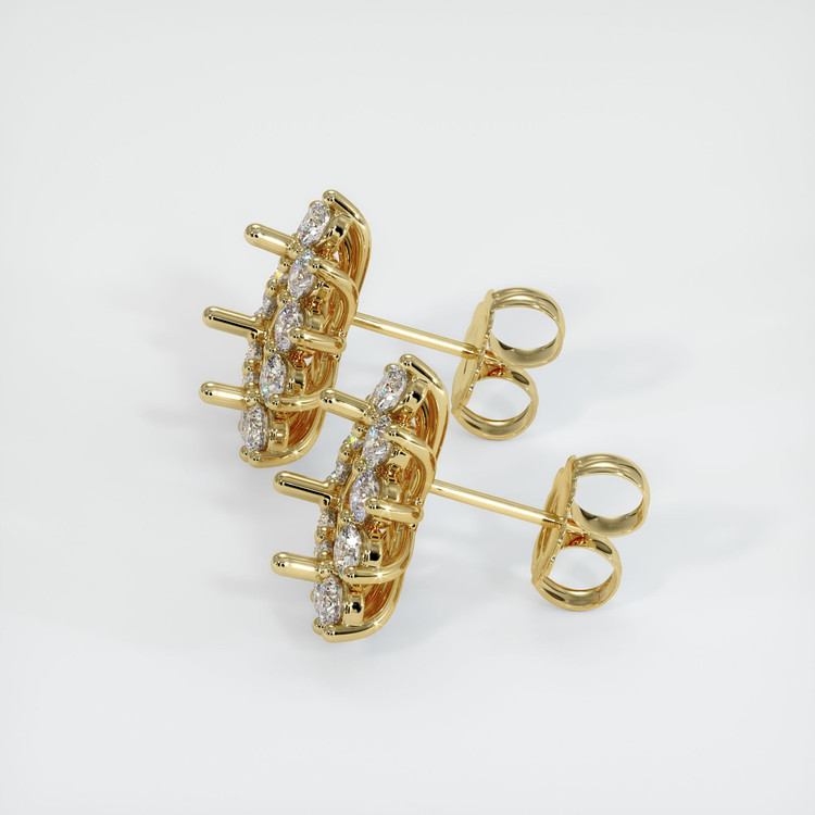 18K Yellow Gold Halo Earring Setting