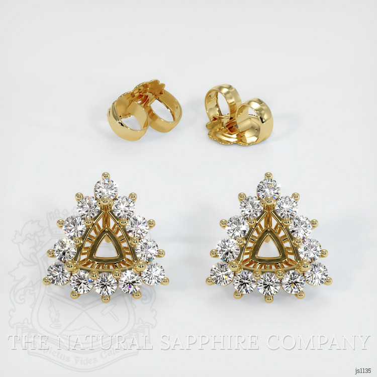 18K Yellow Gold Halo Earring Setting