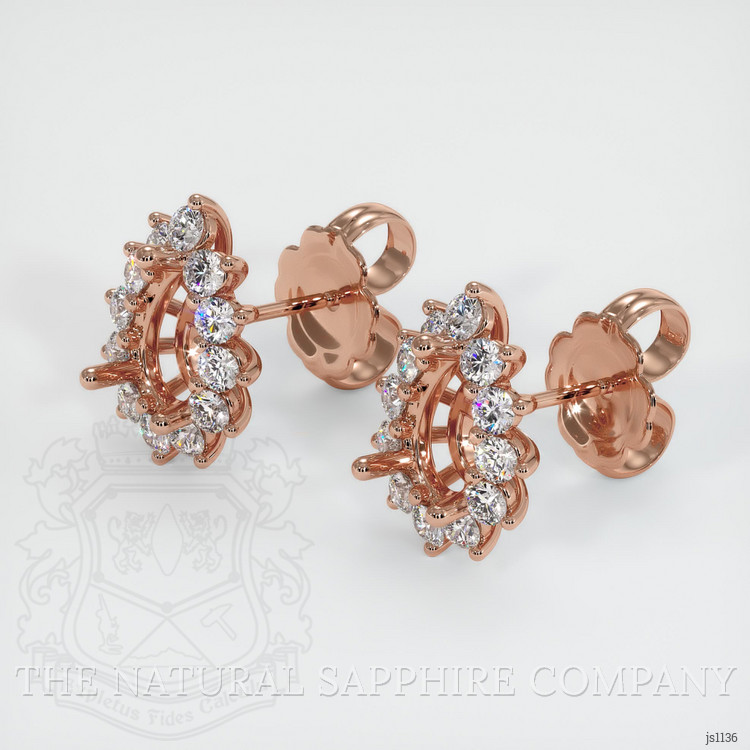 14K Rose Gold Halo Earring Setting