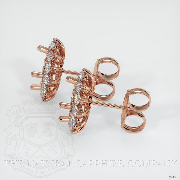 14K Rose Gold Halo Earring Setting